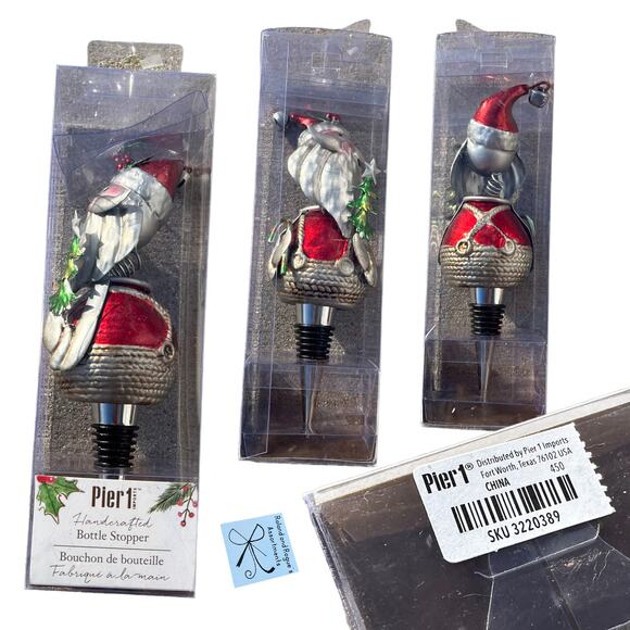 Pier 1 Imports Handcrafted Bottle Stopper Santa Claus Topper - Picture 1 of 6